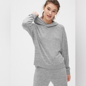 Gap (S) Super Soft Pullover Lounging Casual Hoodie Light Marle Heather Grey